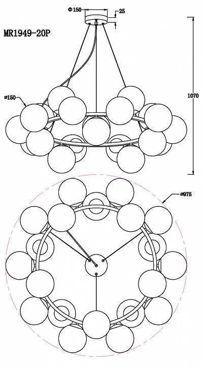 Подвесная люстра MyFar Aerton 20x40 Вт G9 MR1949-20P