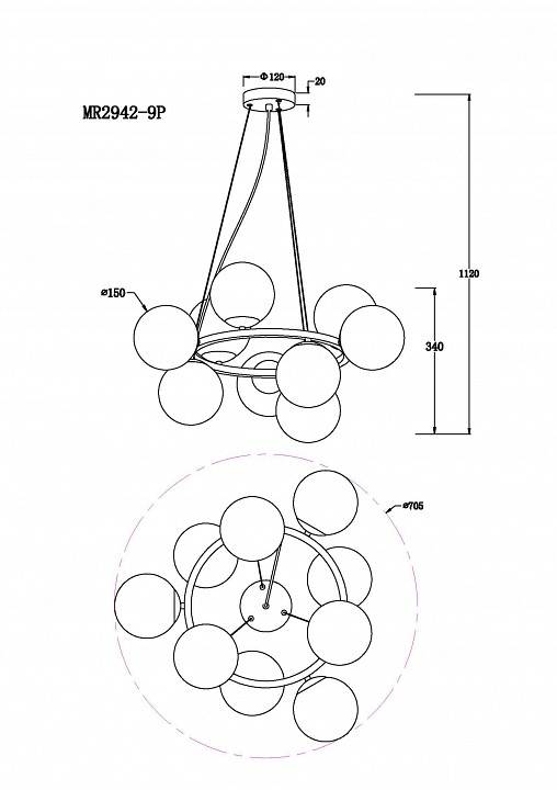 Подвесная люстра MyFar Pendant MR2942-9P