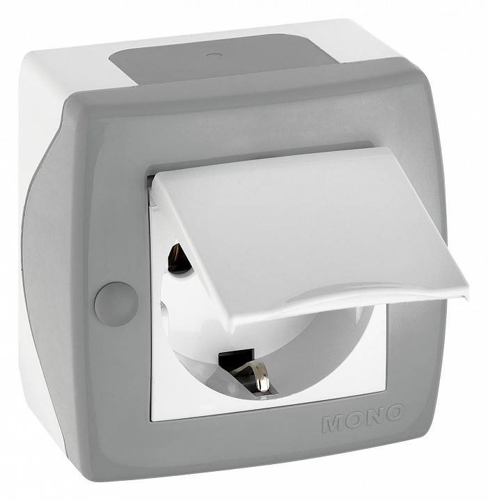 Розетка с заземлением с крышкой Mono Electric Octans IP20 104-020007-118