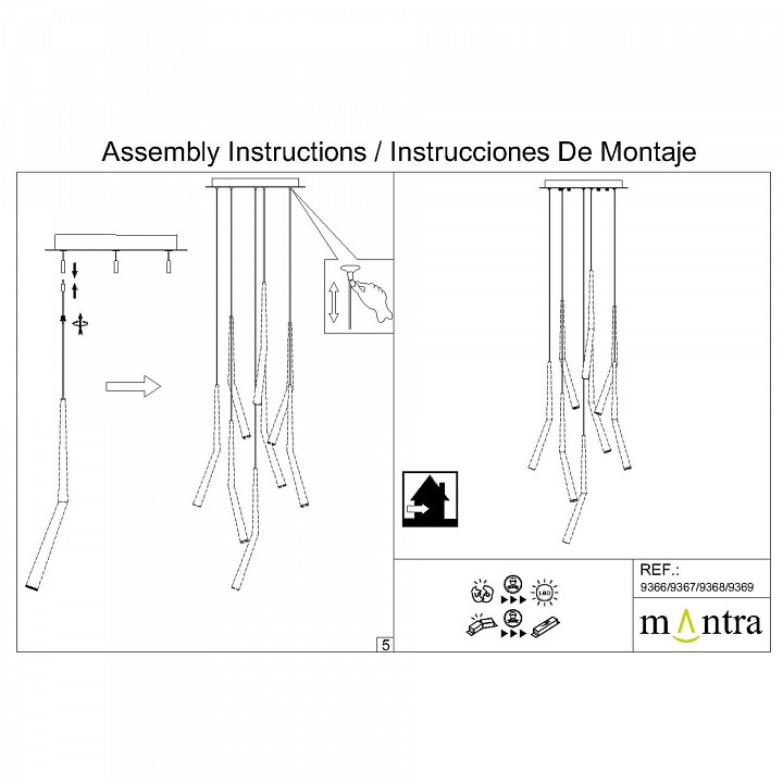 Подвесная люстра Mantra Arrecife 9366+9211 (8L)