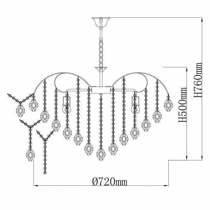 Подвесная люстра De City Бриз 36 8x40 Вт E14 111014608