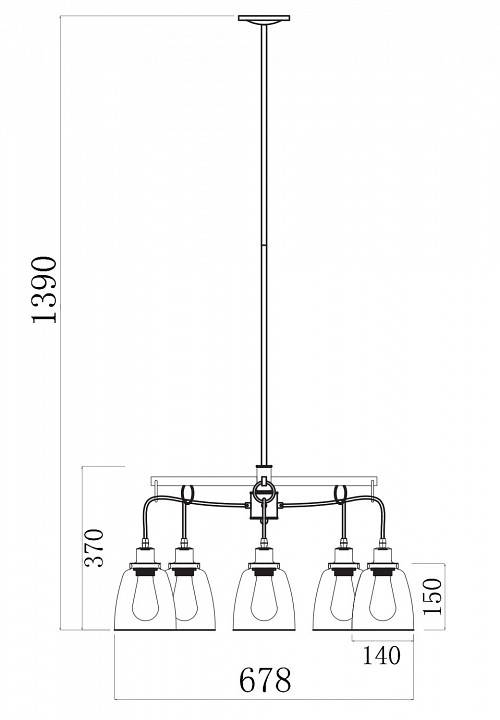Люстра на штанге Freya Louise 5 ламп FR4167-PL-05-BL
