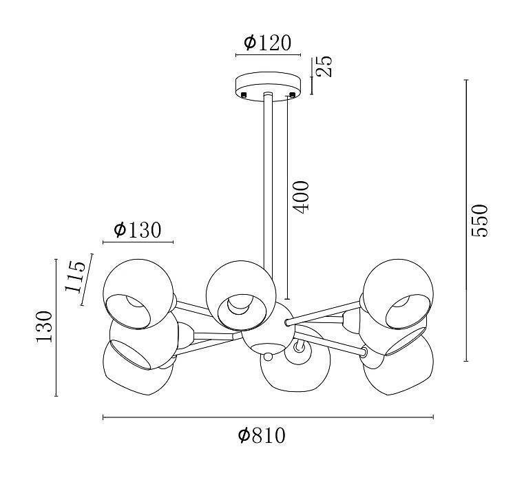 Люстра на штанге Freya Sherry 8 ламп FR5121PL-08G