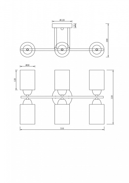 Люстра на штанге Freya Glow 6 ламп FR5129PL-06B