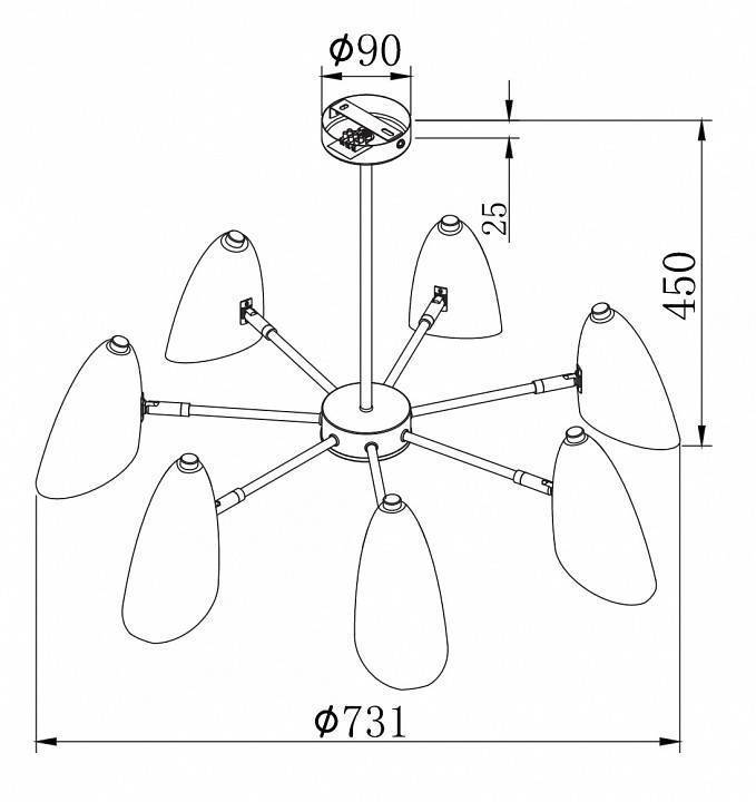 Люстра на штанге Freya Aida 7 ламп FR5852-CL-07-B