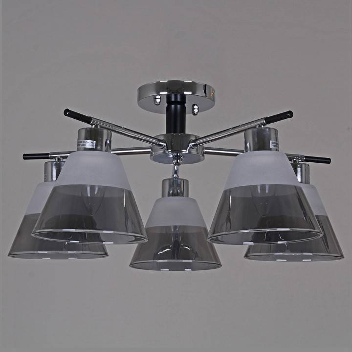 Люстра на штанге Reluce 09113 5 ламп 09113-3.3-05 CR+BK