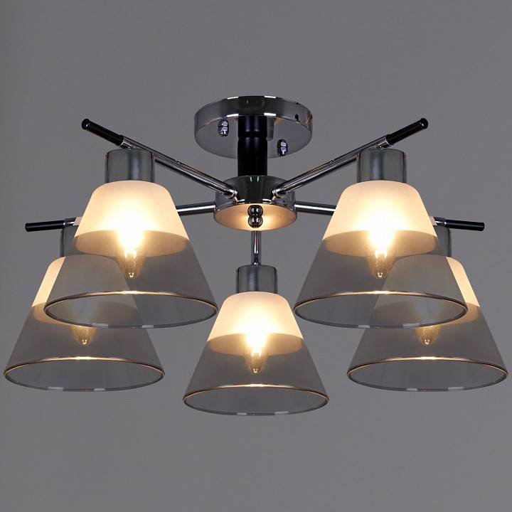 Люстра на штанге Reluce 09113 5 ламп 09113-3.3-05 CR+BK