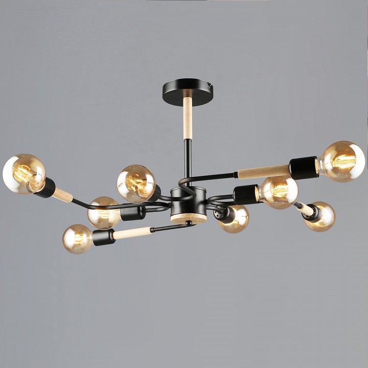 Люстра на штанге 10070 10070-0.3-08 BK+WOOD