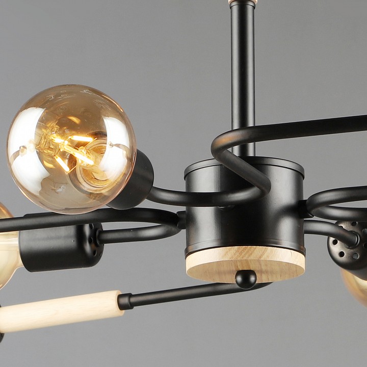 Люстра на штанге 10070 10070-0.3-08 BK+WOOD