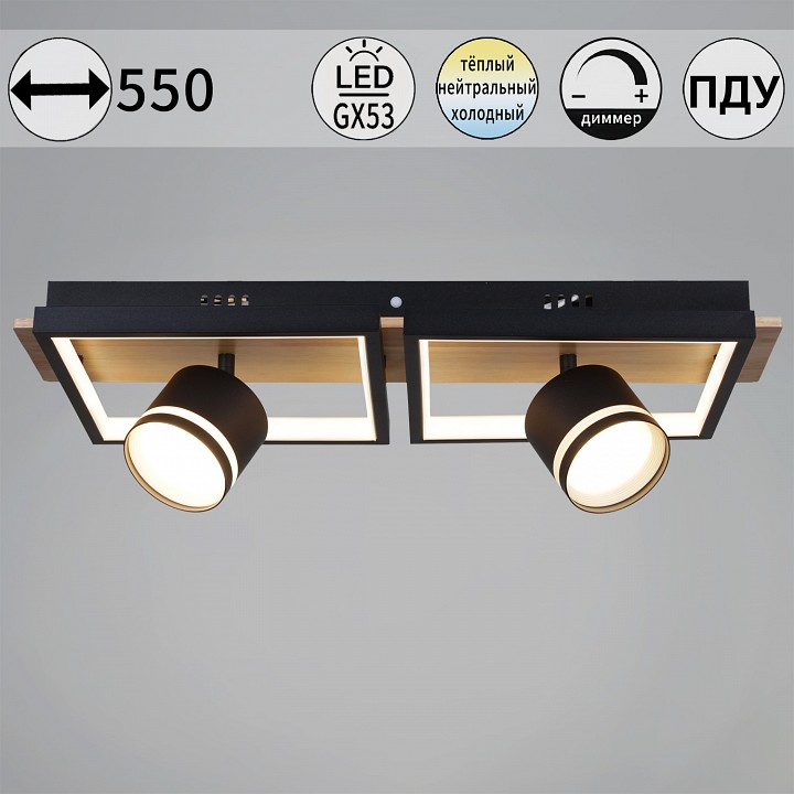 Накладной светильник De Markt Ракурс BK+WOOD 19560-0.3-2+2 BK+WOOD