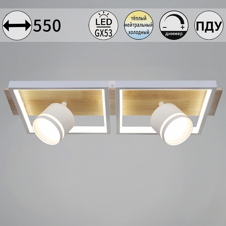 Накладной светильник De Markt Ракурс WH+WOOD 19560-0.3-2+2 WH+WOOD