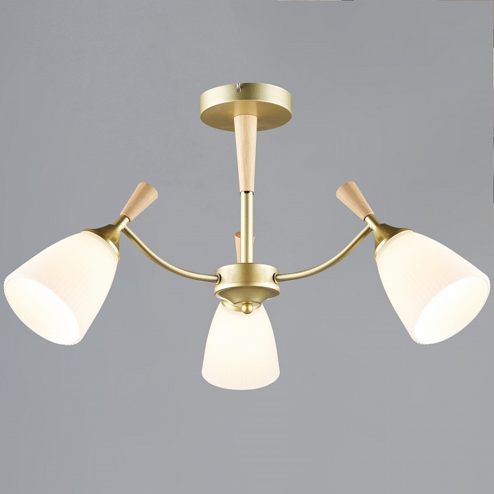 Люстра на штанге De City 38960-0.3-03 GD+WOOD 3 лампы 38960-0.3-03 GD+WOOD