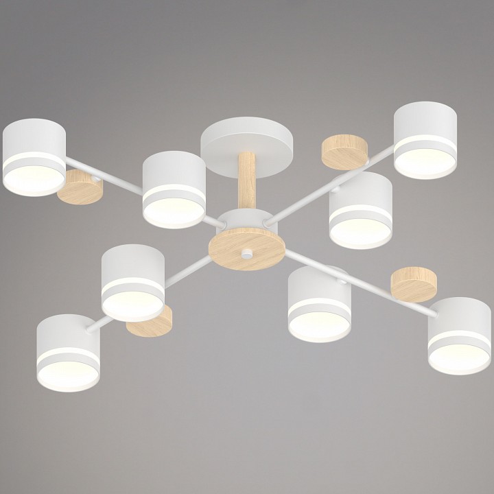 Люстра на штанге De City 68730-0.3-08 GX53 WH+WOOD 8 ламп 68730-0.3-08 GX53 WH+WOOD