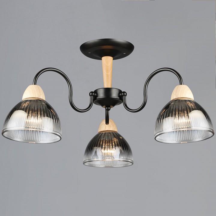 Люстра на штанге De City 69660-0.3-03 BK+WOOD 3 лампы 69660-0.3-03 BK+WOOD