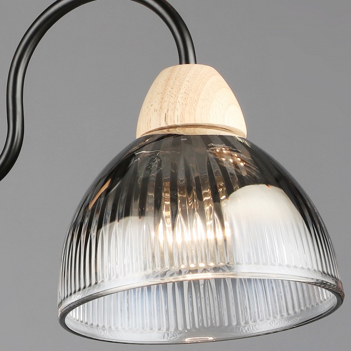 Люстра на штанге De City 69660-0.3-03 BK+WOOD 3 лампы 69660-0.3-03 BK+WOOD