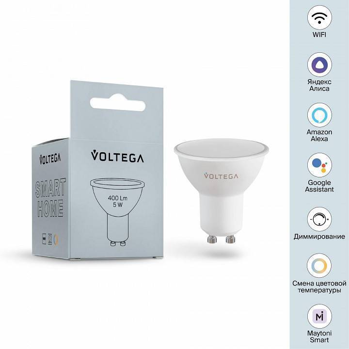 Умная светодиодная лампа Voltega Wi-Fi bulbs GU10 5 Вт 2700-6500 K 2425