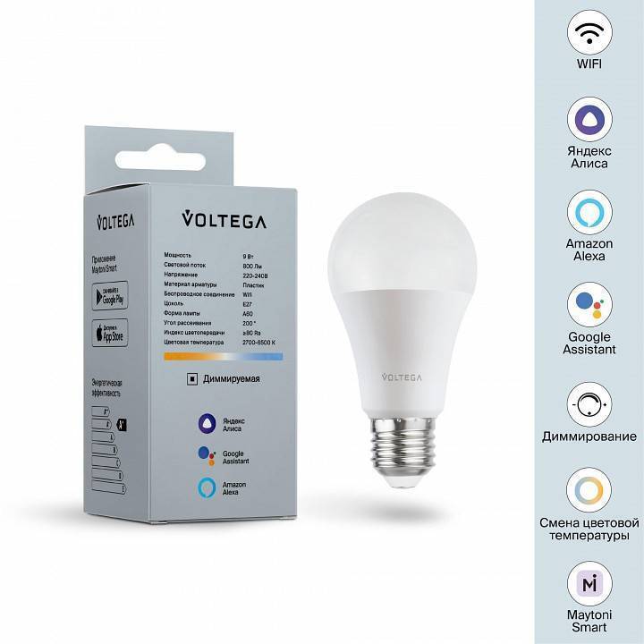 Лампа светодиодная с управлением через Wi-Fi Voltega Wi-Fi bulbs 2429