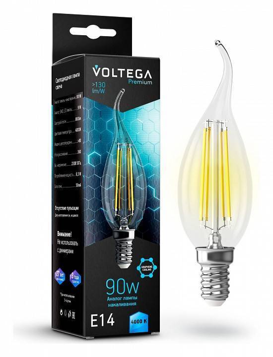 Лампа светодиодная Voltega Candle wind 9W Graphene 7133