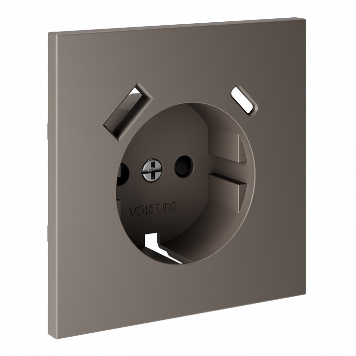 Накладка для розетки с заземлением и со шторками и 2хUSB type A и C Voltum S70 VLS001014