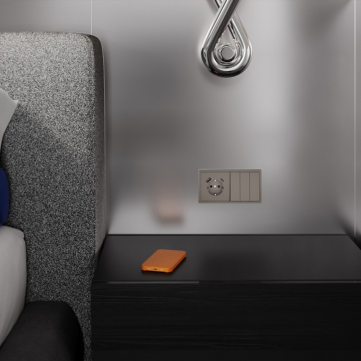 Накладка для розетки с заземлением и со шторками и 2хUSB type A и C Voltum S70 VLS001014