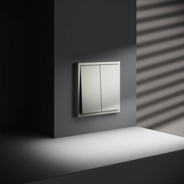 Выключатель двухклавишный без рамки Voltum S70 VLS020105