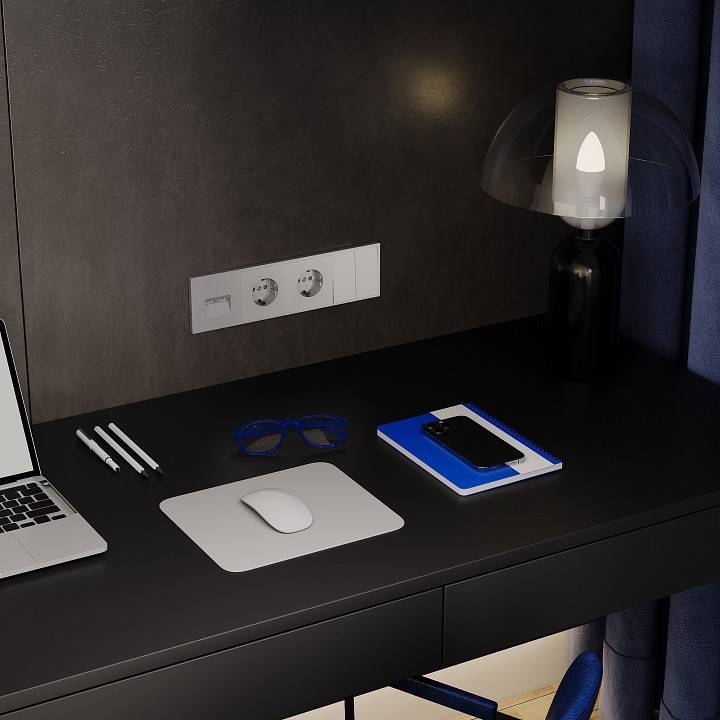 Выключатель двухклавишный без рамки Voltum S70 VLS020105