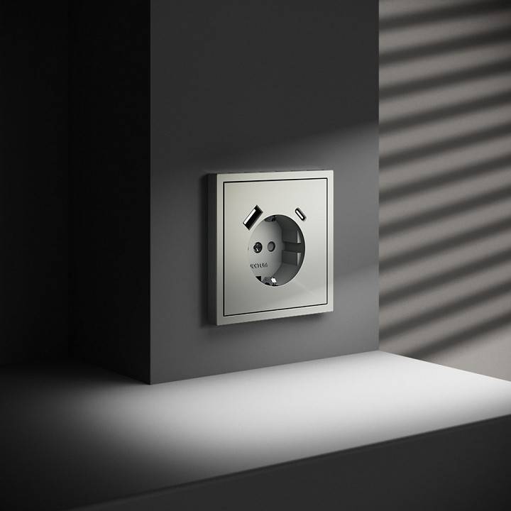 Розетка с заземлением и со шторкой и 2хUSB type A и C, без рамки Voltum S70 VLS040505