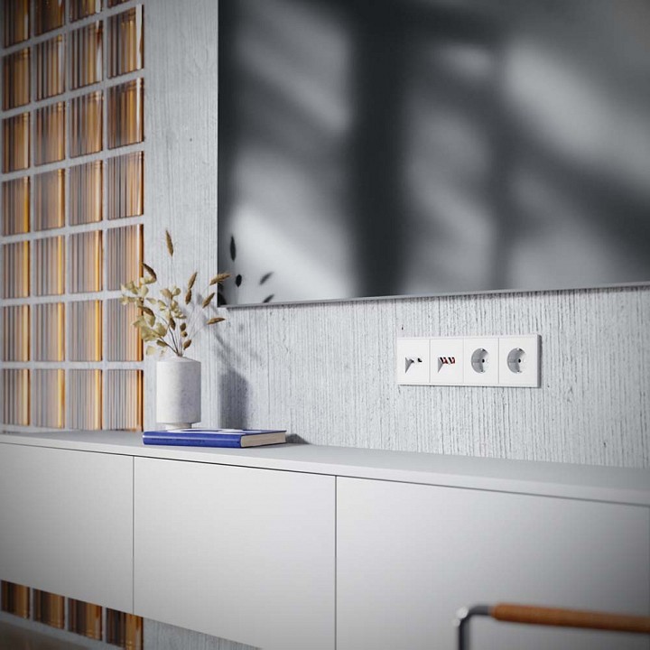 ТВ-розетка и розетка Ethernet RJ-45 без рамки Voltum S70 VLS060702