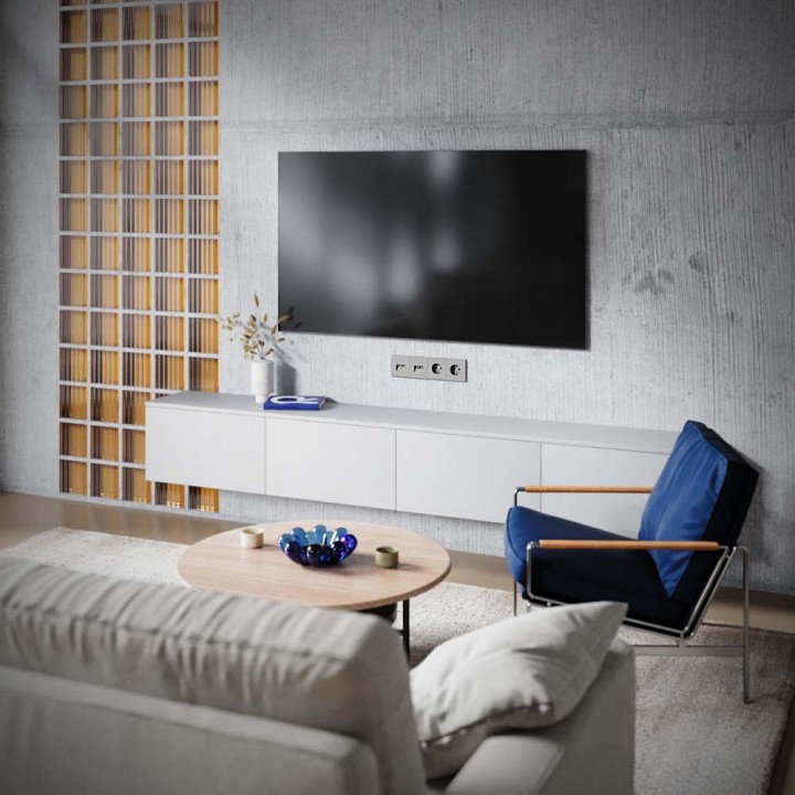 ТВ-розетка и розетка Ethernet RJ-45 без рамки Voltum S70 VLS060703