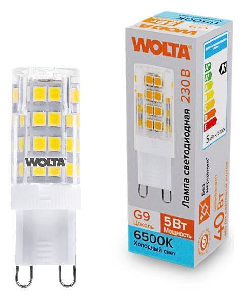 Лампа светодиодная Wolta  G9 5Вт 6500K WSTD-JCD-5W6KG9-C