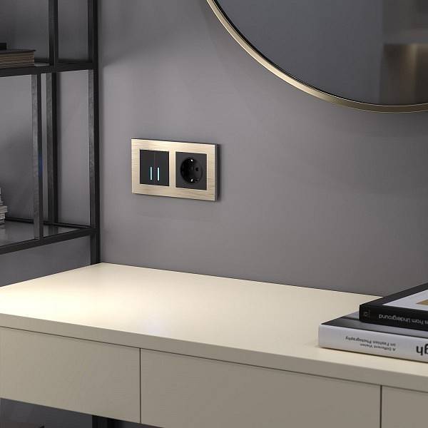 Выключатель сенсорный 2-клавишный Werkel Wi-Fi с подсветкой черный W4520608