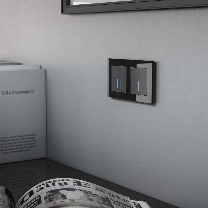 Выключатель сенсорный 2-клавишный Werkel Wi-Fi с подсветкой черный W4520608