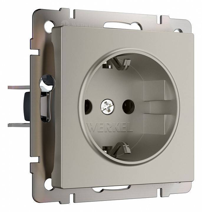 Розетка с заземлением и со шторкой, без рамки Werkel дымчатый W1271104