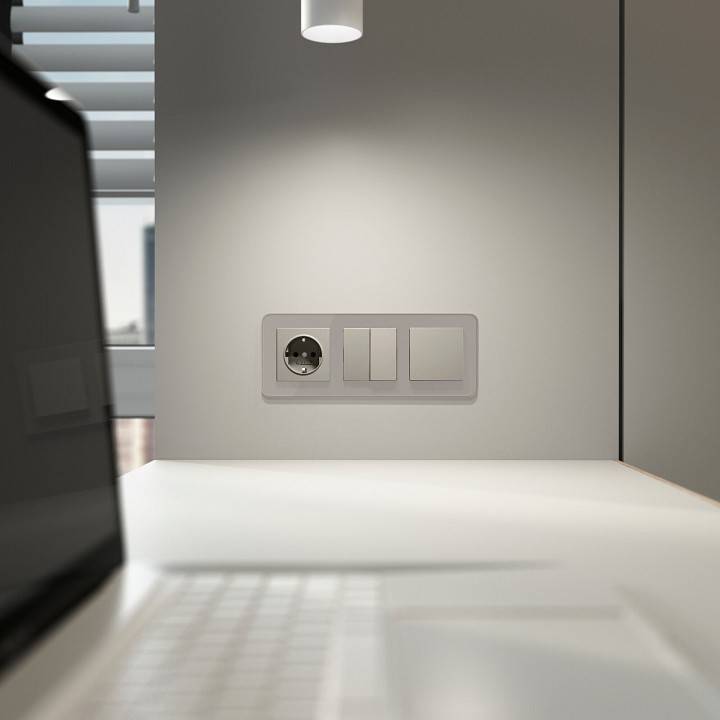 Розетка с заземлением и со шторкой, без рамки Werkel дымчатый W1271104