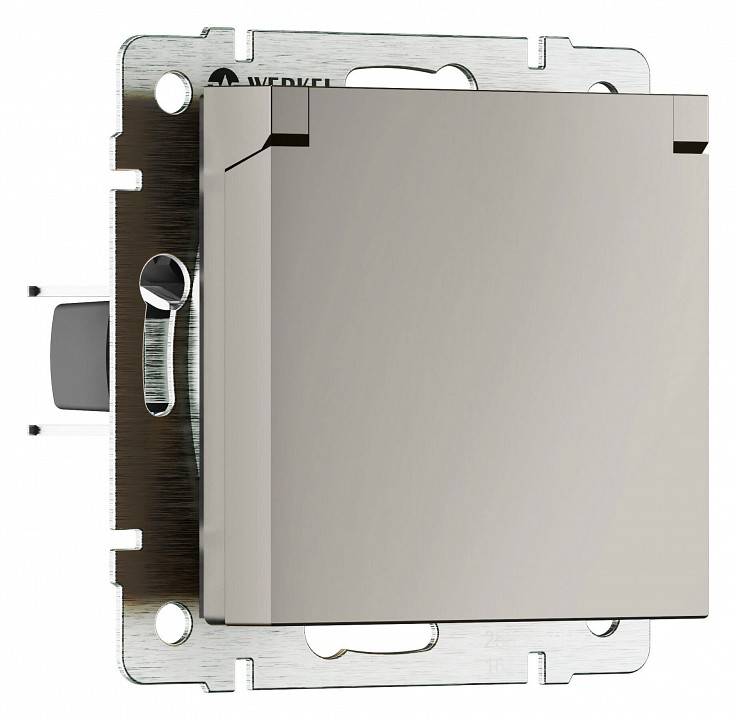 Розетка влагозащищенная с заземлением и со шторкой с крышкой Werkel дымчатый W1271204