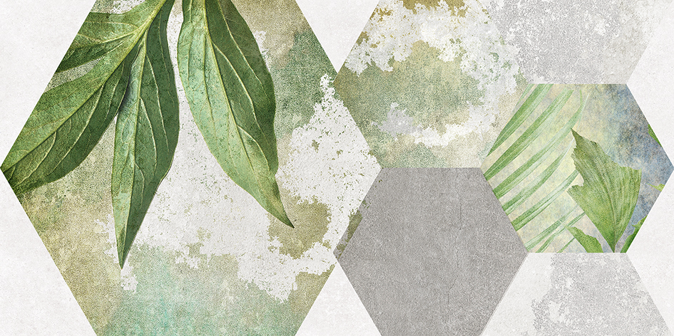 Плитка настенная Laparet Focus зеленый ботаника 25х50 см 34090