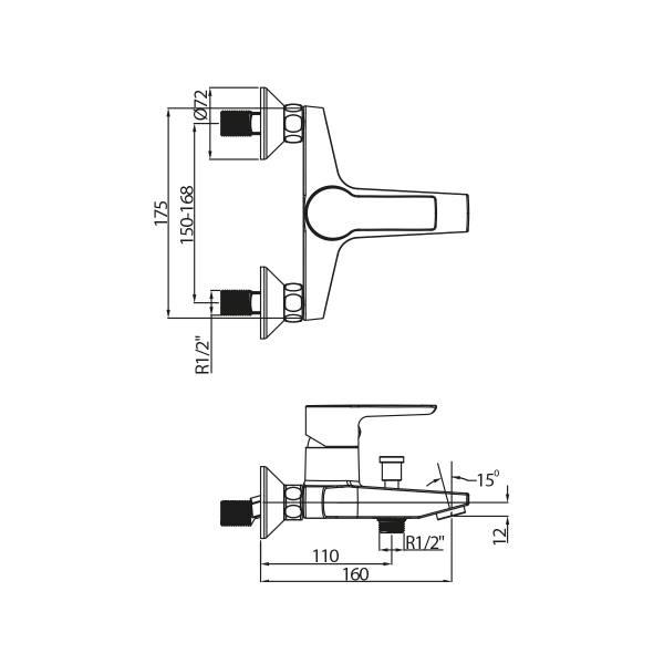 Смеситель для ванны и душа Laparet ALAMERA N2032902LPT