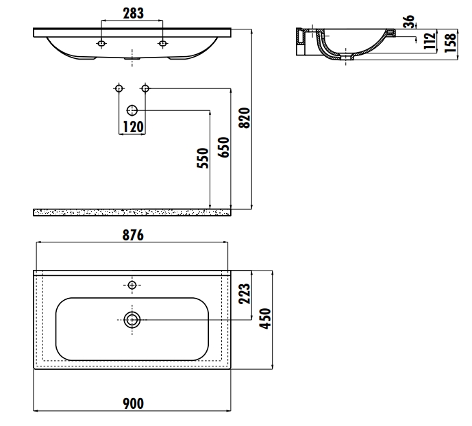 Раковина мебельная Creavit IDEAL 90 90x45 см белая ID090-00CB00E-0000