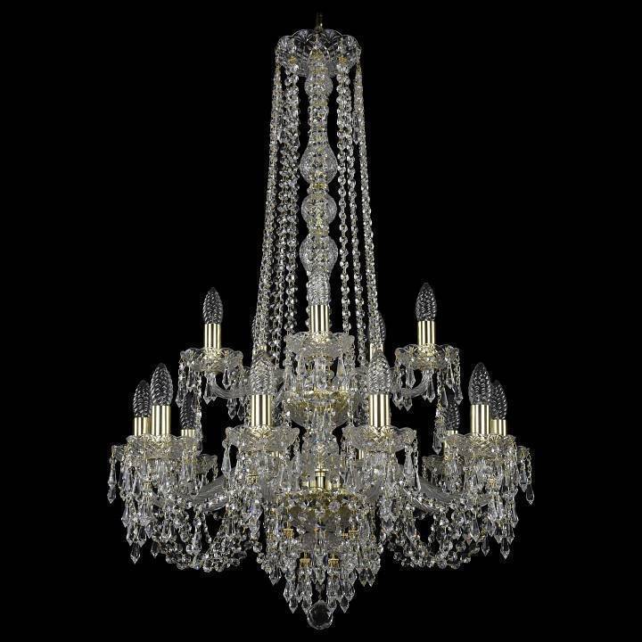 Подвесная люстра Bohemia Art Classic 11.23 15 ламп двухъярусная h-96 11.23.10+5.220.2d.h-96.Gd.Dr