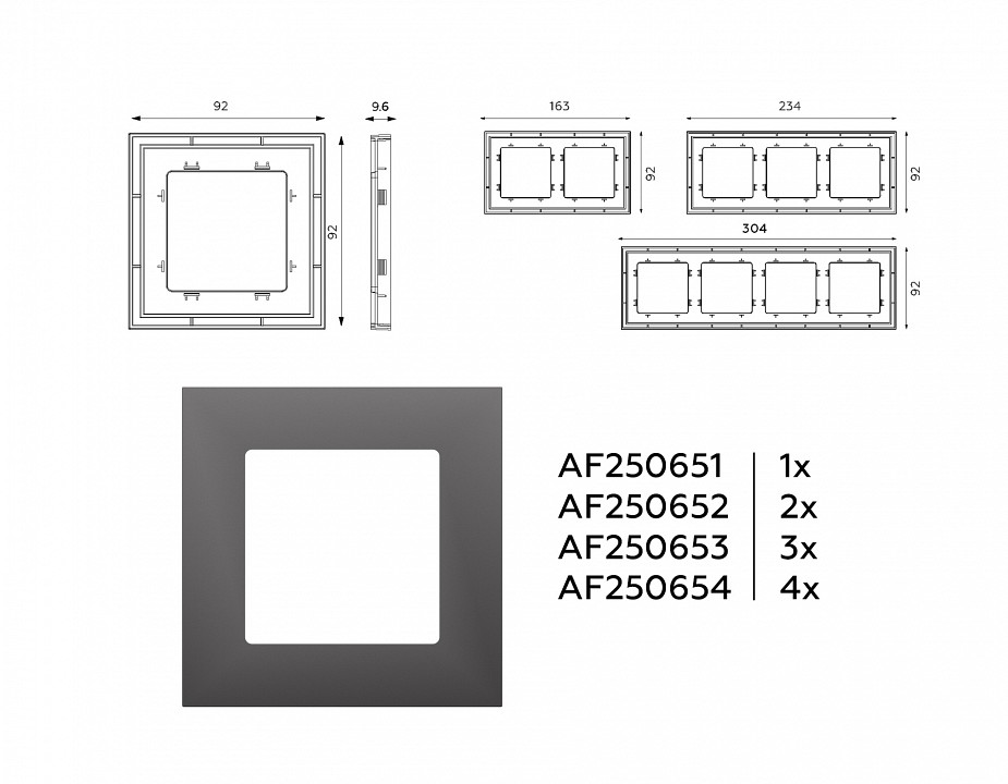 Рамка на 4 поста Ambrella Volt Qubi AF250654