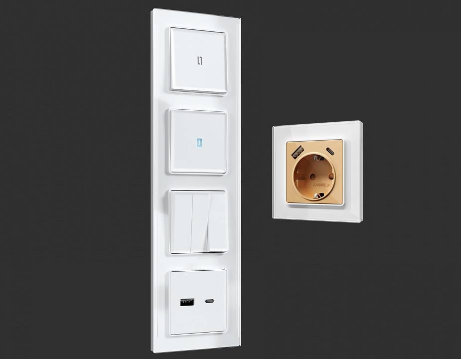 Рамка на 1 пост Ambrella Volt Platos Стекло натуральное AF380101