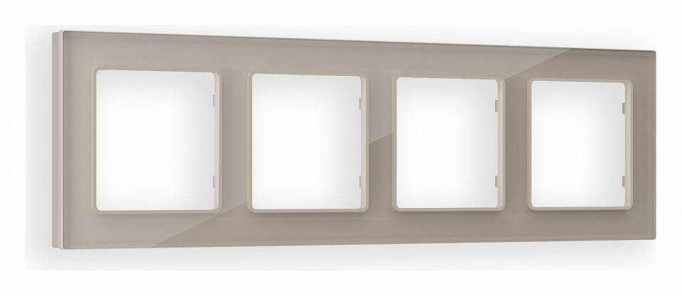 Рамка на 4 поста Ambrella Volt Platos Стекло натуральное AF380604