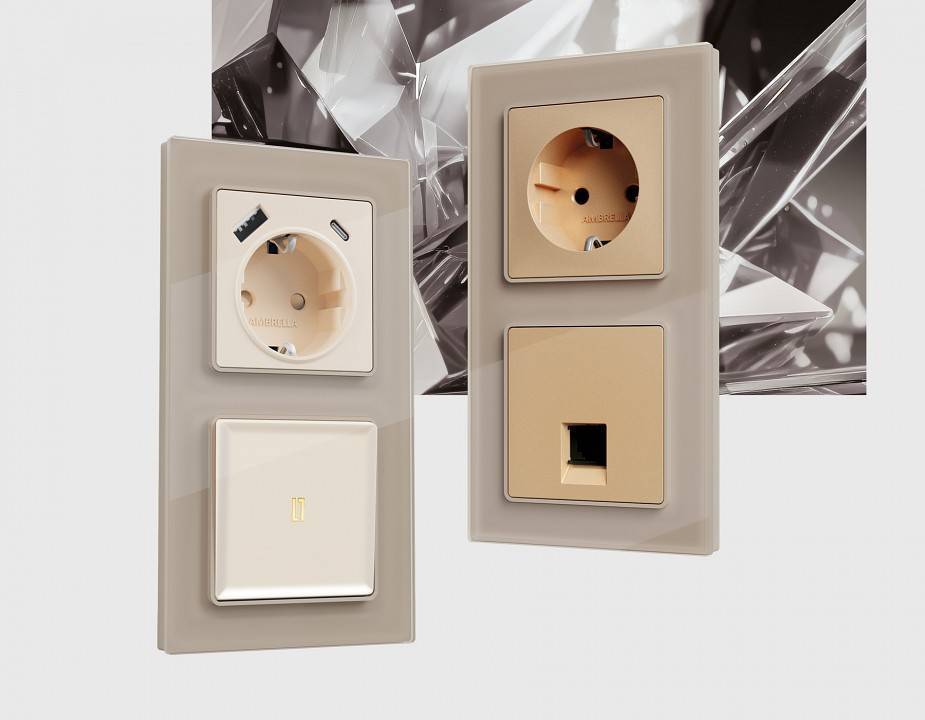 Рамка на 4 поста Ambrella Volt Platos Стекло натуральное AF380604