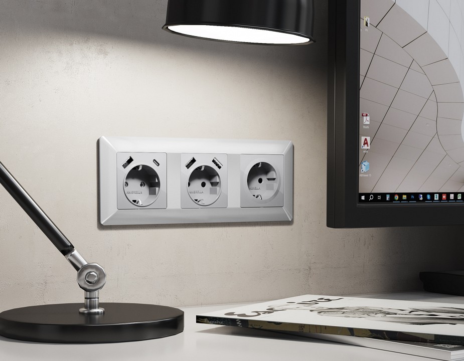 Накладка для розетки с заземлением Ambrella Volt Quant AP4060