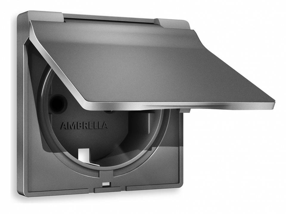 Накладка для розетки влагозащищенной с заземлением и со шторками с крышкой Ambrella Volt Quant AP6580