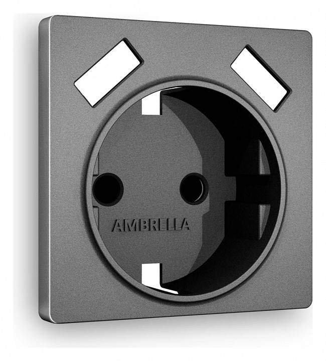 Накладка для розетки с заземлением и со шторками и 2хUSB type A Ambrella Volt Quant AP6590