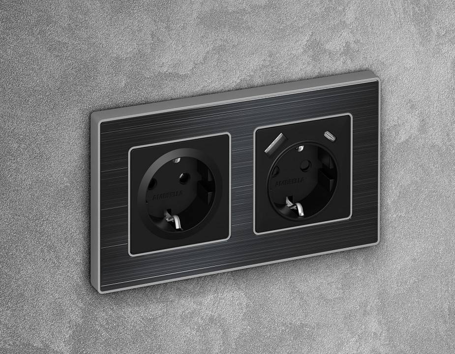 Накладка для розетки с заземлением Ambrella Volt Quant AP8060