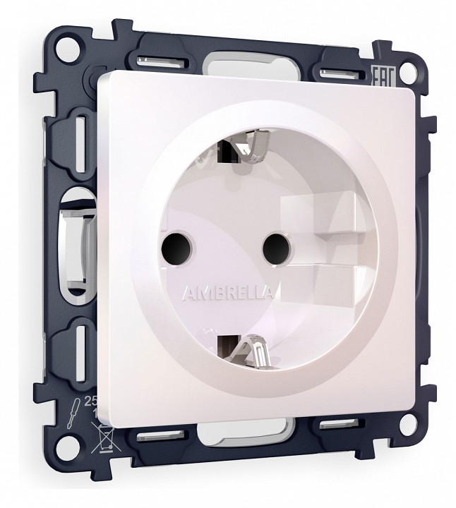 Розетка с заземлением и со шторкой, без рамки Ambrella Volt Quant MA207010