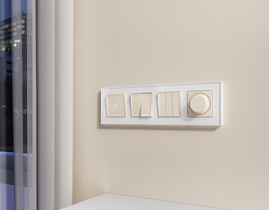 Выключатель перекрестный двухклавишный без рамки Ambrella Volt MA MA303030