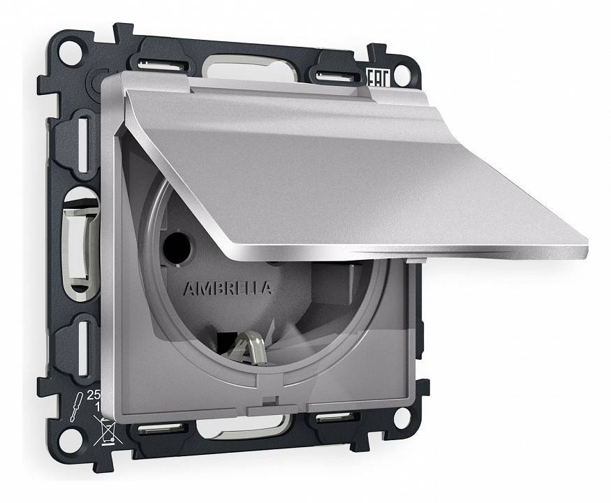 Розетка с заземлением и со шторкой, без рамки с крышкой Ambrella Volt Quant MA508010